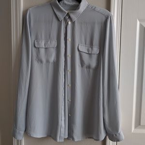 Sheer Light Blue Button Down Blouse